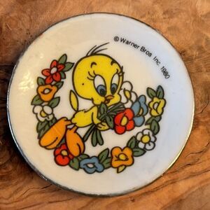 Vintage 1980 Warner Brothers Tweety Bird miniature trinket dish / plate